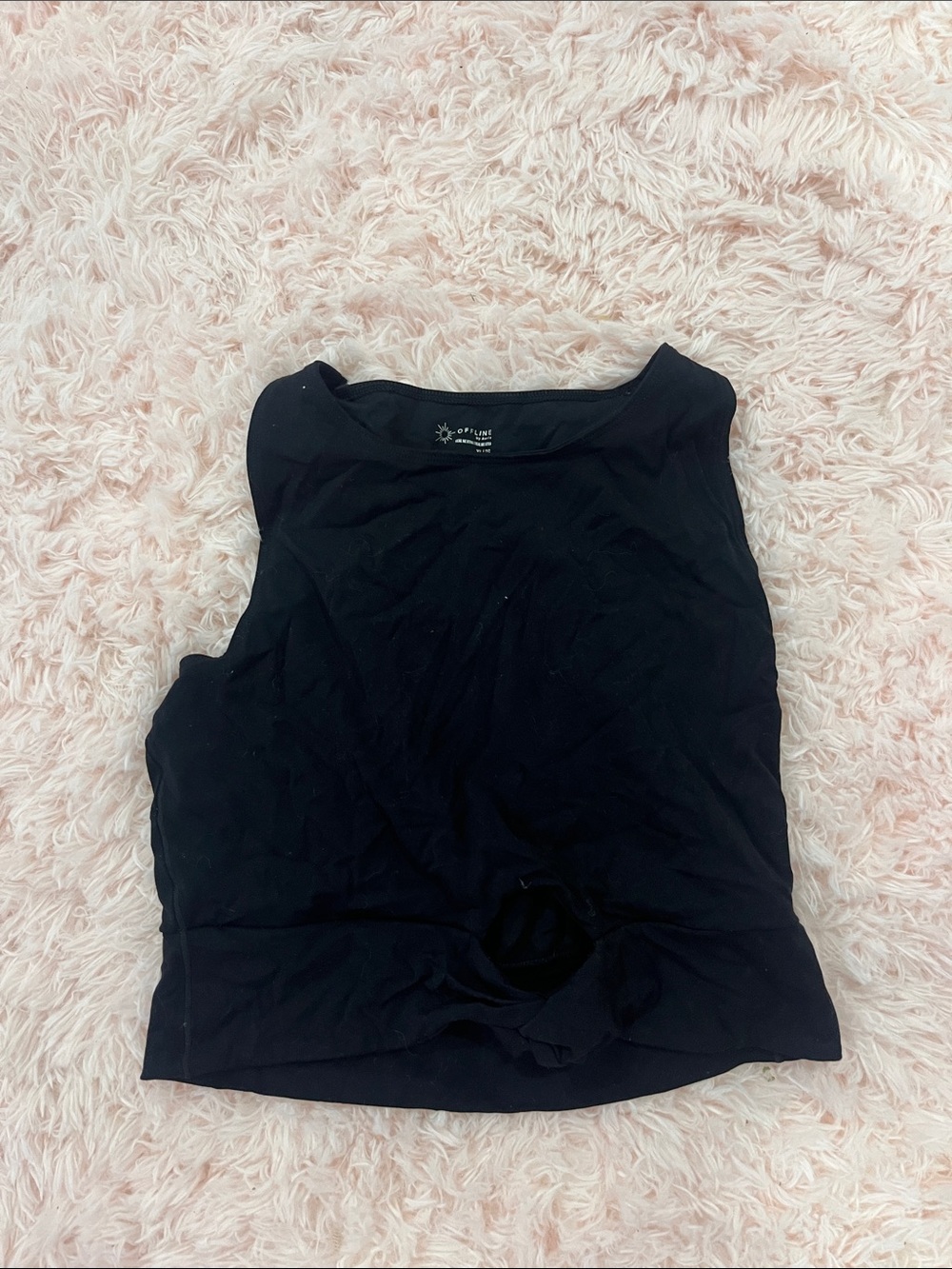 aerie Black Ribbed Scoop Neck Tank